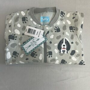 Tuffy - NWT - Grey Dog Print Baby Onesie sleeper